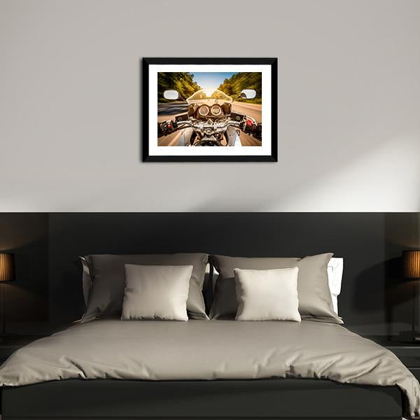 Biker Driving A Motorcycle Canvas Wall Art-5 Horizontal-Gallery Wrap-22" x 12"-Tiaracle