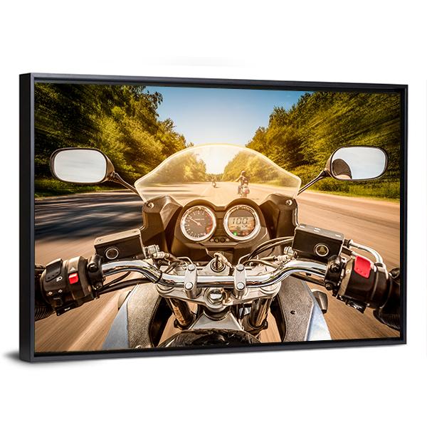 Biker Driving A Motorcycle Canvas Wall Art-3 Horizontal-Gallery Wrap-25" x 16"-Tiaracle