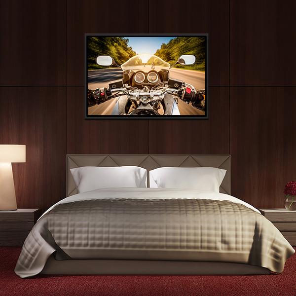 Biker Driving A Motorcycle Canvas Wall Art-3 Horizontal-Gallery Wrap-25" x 16"-Tiaracle