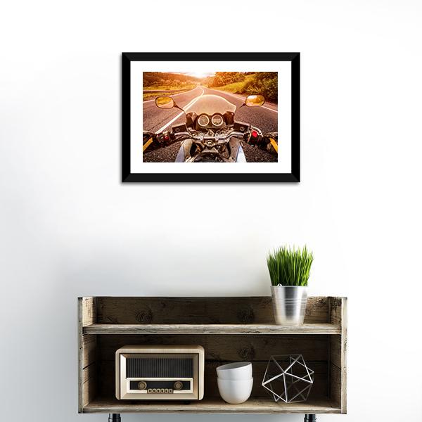 Biker First Person View Canvas Wall Art-1 Piece-Framed Print-20" x 16"-Tiaracle