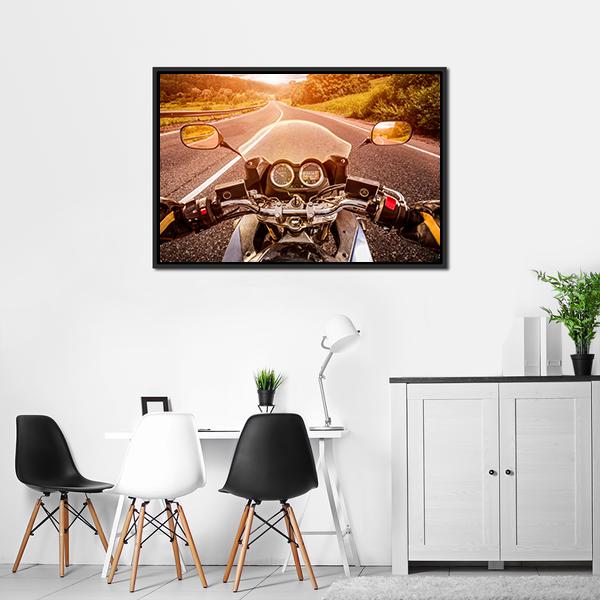 Biker First Person View Canvas Wall Art-5 Horizontal-Gallery Wrap-22" x 12"-Tiaracle