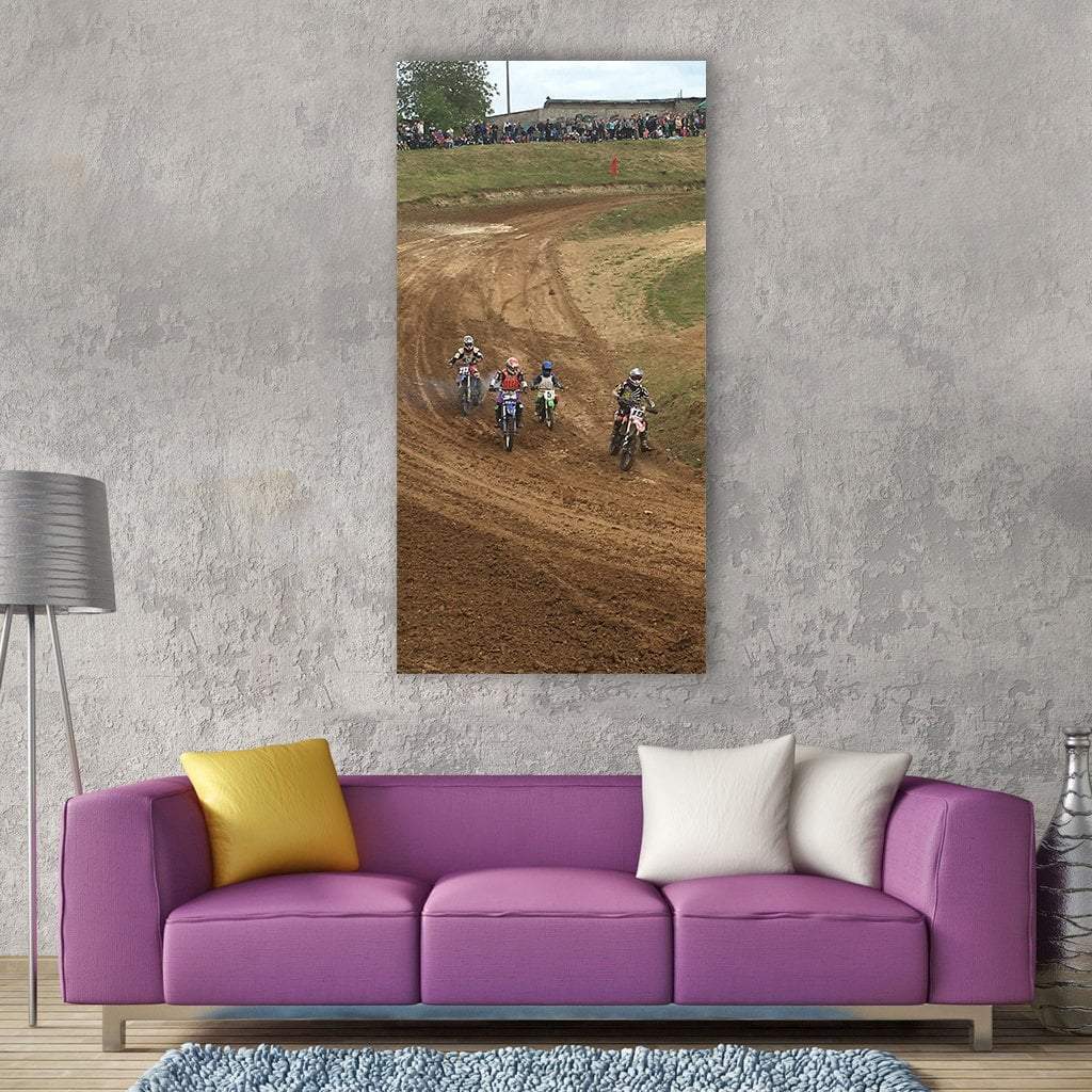 Bikers In Action Vertical Canvas Wall Art-1 Vertical-Gallery Wrap-12" x 24"-Tiaracle