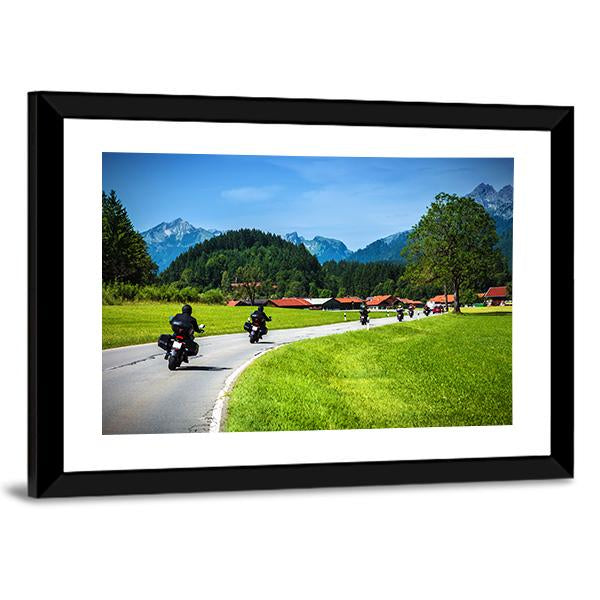 Bikers On Mountainous Road Canvas Wall Art-3 Horizontal-Gallery Wrap-25&quot; x 16&quot;-Tiaracle