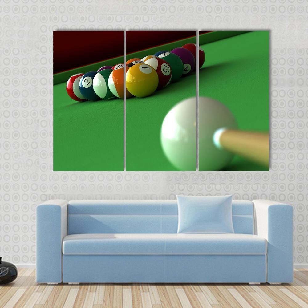 Billiard Balls & Table Canvas Wall Art-1 Piece-Gallery Wrap-48" x 32"-Tiaracle