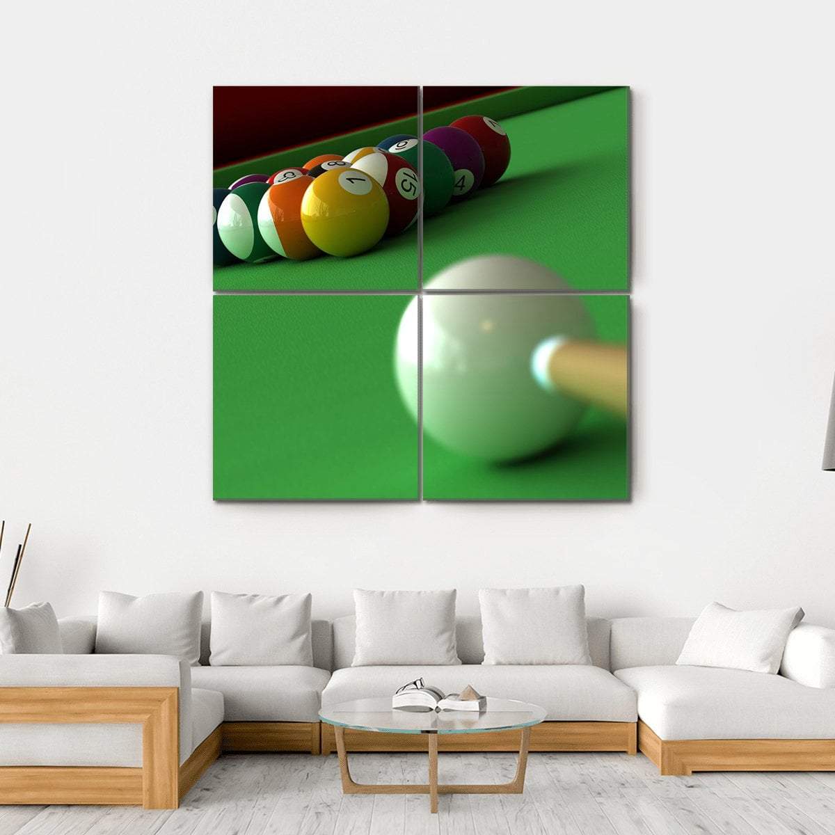 Billiard Balls & Table Canvas Wall Art-4 Square-Gallery Wrap-17" x 17"-Tiaracle