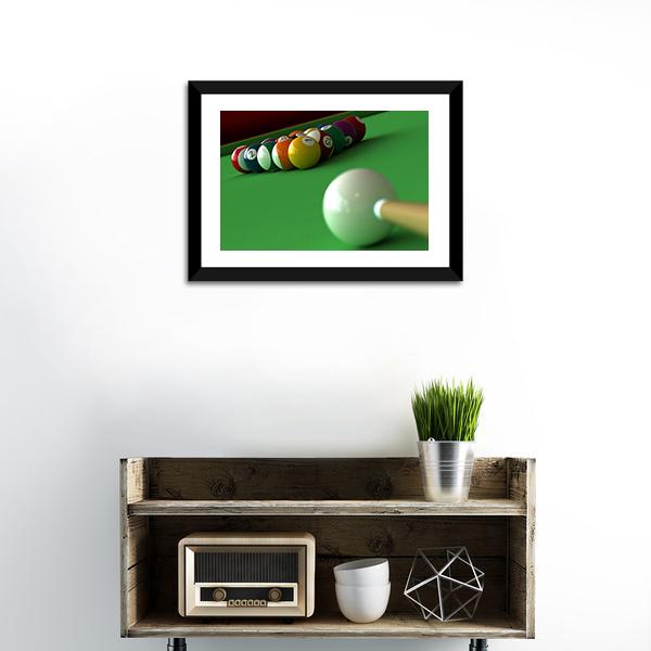 Billiard Balls &amp; Table Canvas Wall Art-1 Piece-Framed Print-20&quot; x 16&quot;-Tiaracle