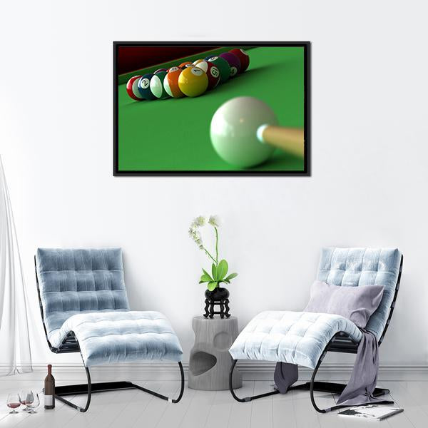 Billiard Balls &amp; Table Canvas Wall Art-3 Horizontal-Gallery Wrap-25&quot; x 16&quot;-Tiaracle