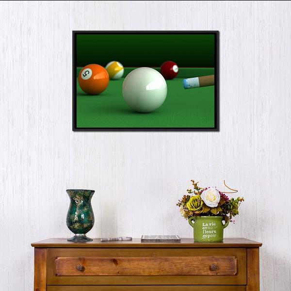 Billiard Balls And Table Panoramic Canvas Wall Art-1 Piece-36&quot; x 12&quot;-Tiaracle
