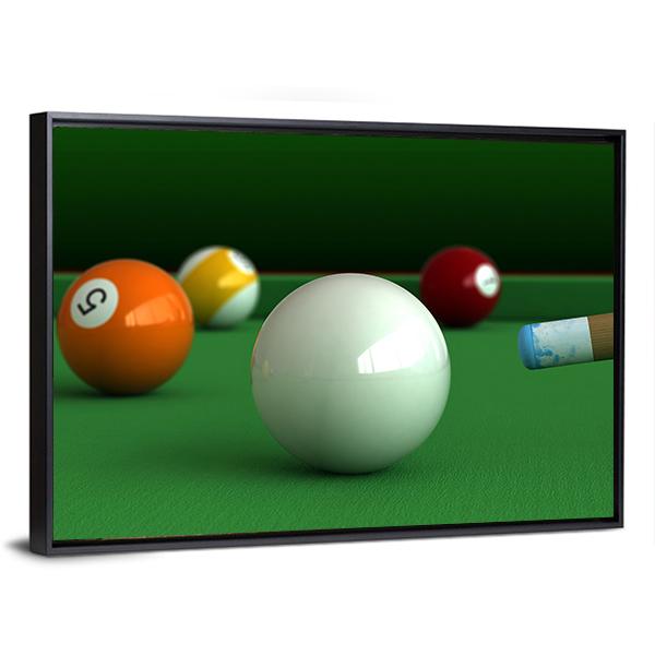 Billiard Balls And Table Panoramic Canvas Wall Art-1 Piece-36&quot; x 12&quot;-Tiaracle
