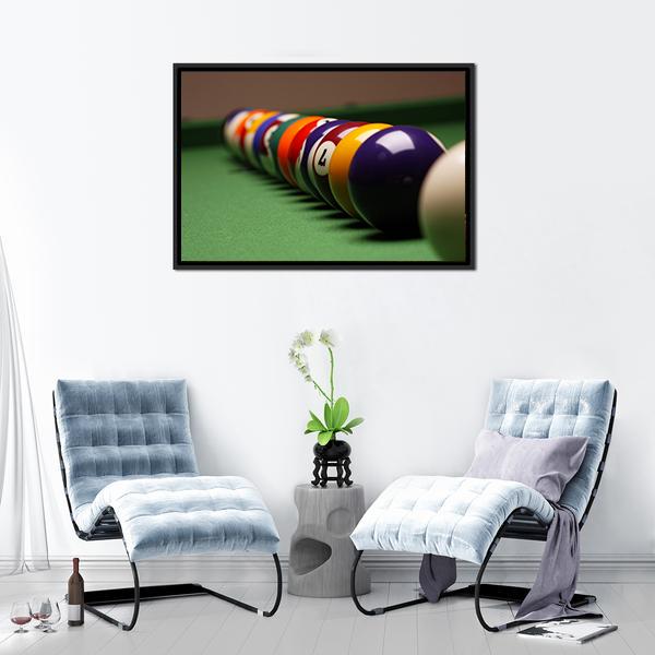 Billiard Balls In A Row Canvas Wall Art-3 Horizontal-Gallery Wrap-25&quot; x 16&quot;-Tiaracle