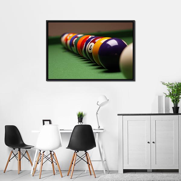 Billiard Balls In A Row Canvas Wall Art-3 Horizontal-Gallery Wrap-25&quot; x 16&quot;-Tiaracle