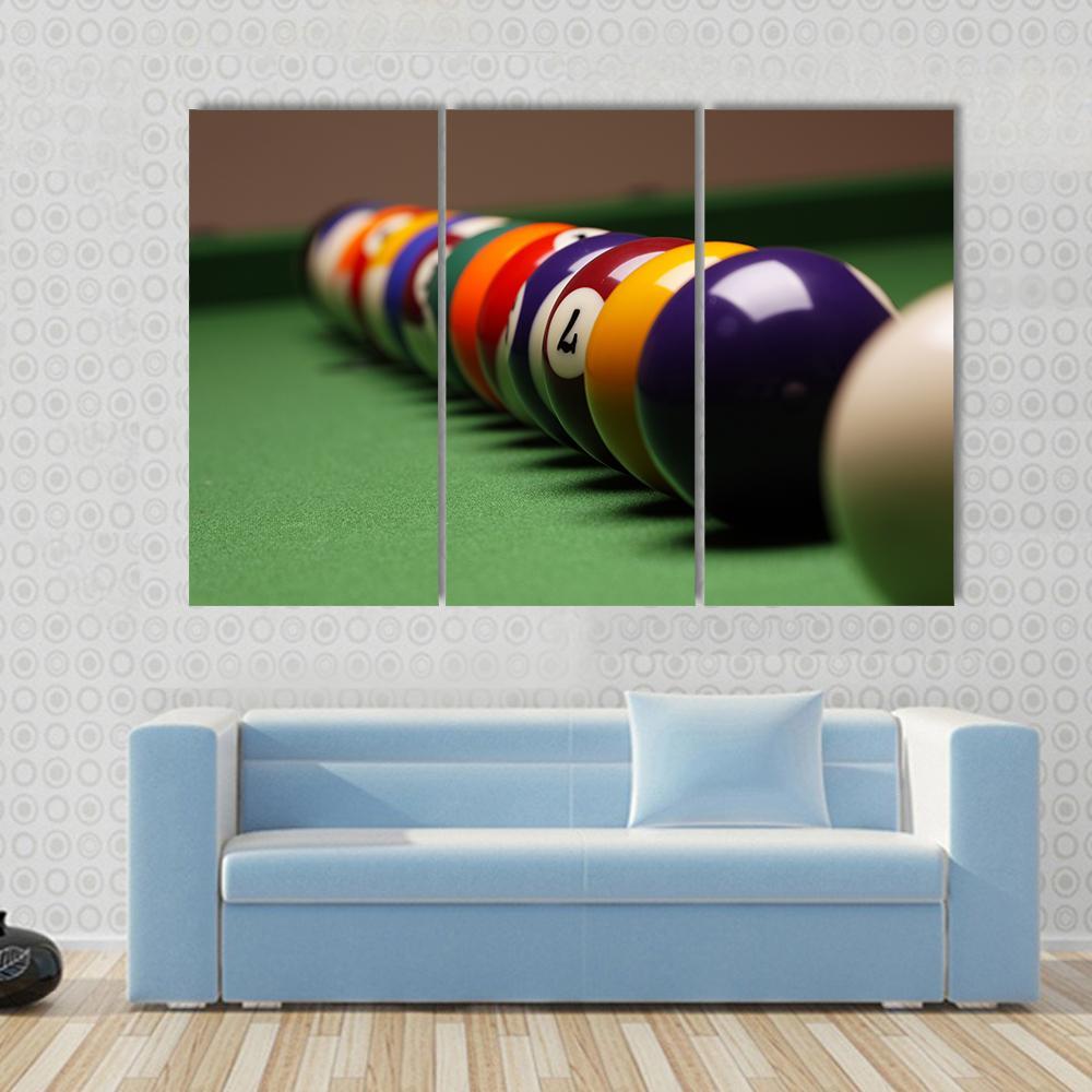 Billiard Balls In A Row Canvas Wall Art-3 Horizontal-Gallery Wrap-37&quot; x 24&quot;-Tiaracle