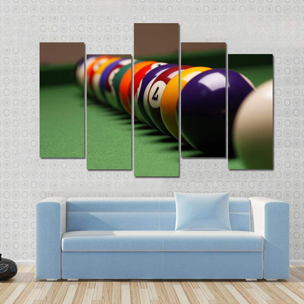 Billiard Balls In A Row Canvas Wall Art-5 Pop-Gallery Wrap-47&quot; x 32&quot;-Tiaracle