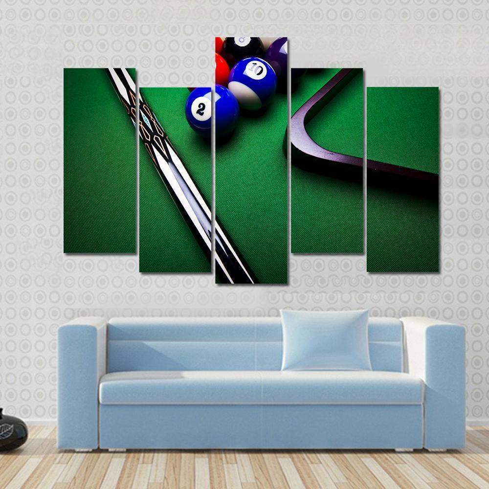 Billiard Balls Canvas Wall Art-5 Pop-Gallery Wrap-47&quot; x 32&quot;-Tiaracle