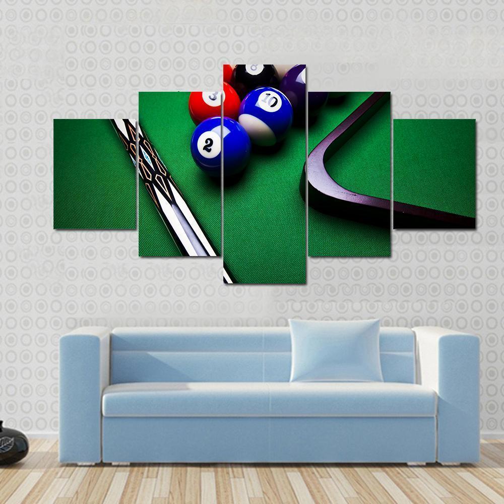 Billiard Balls Canvas Wall Art-5 Star-Gallery Wrap-62&quot; x 32&quot;-Tiaracle