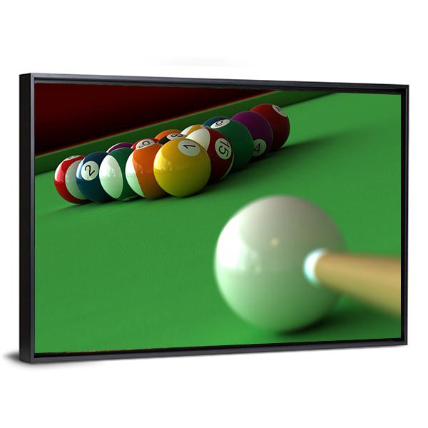 Billiard Balls & Table Canvas Wall Art-5 Horizontal-Gallery Wrap-22" x 12"-Tiaracle