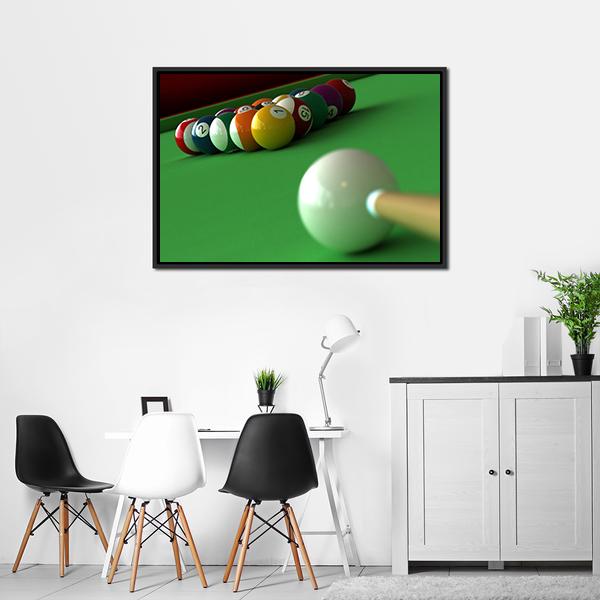 Billiard Balls &amp; Table Canvas Wall Art-5 Horizontal-Gallery Wrap-22&quot; x 12&quot;-Tiaracle
