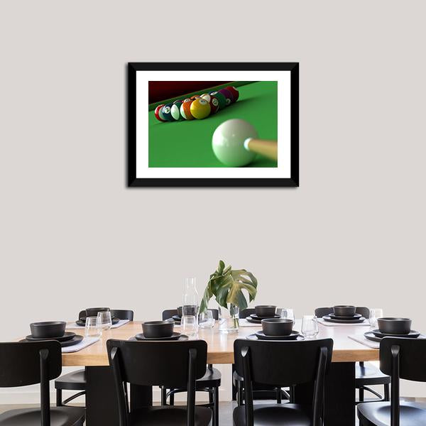 Billiard Balls &amp; Table Canvas Wall Art-5 Horizontal-Gallery Wrap-22&quot; x 12&quot;-Tiaracle