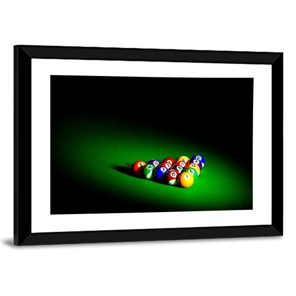 Billiard Balls Under Light Canvas Wall Art-5 Horizontal-Gallery Wrap-22&quot; x 12&quot;-Tiaracle