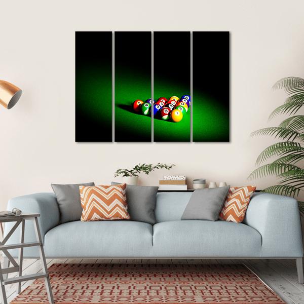 Billiard Balls Under Light Canvas Wall Art-4 Horizontal-Gallery Wrap-34&quot; x 24&quot;-Tiaracle
