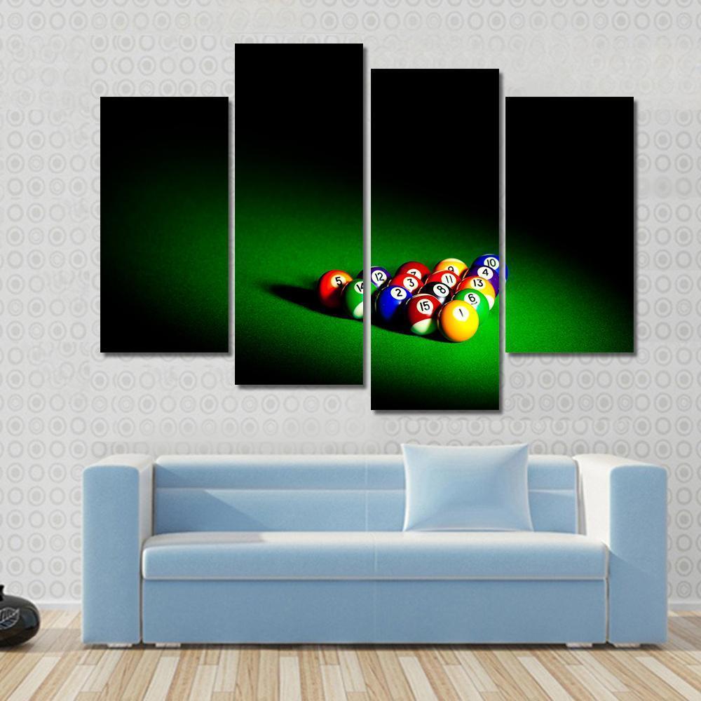 Billiard Balls Under Light Canvas Wall Art-4 Pop-Gallery Wrap-50&quot; x 32&quot;-Tiaracle