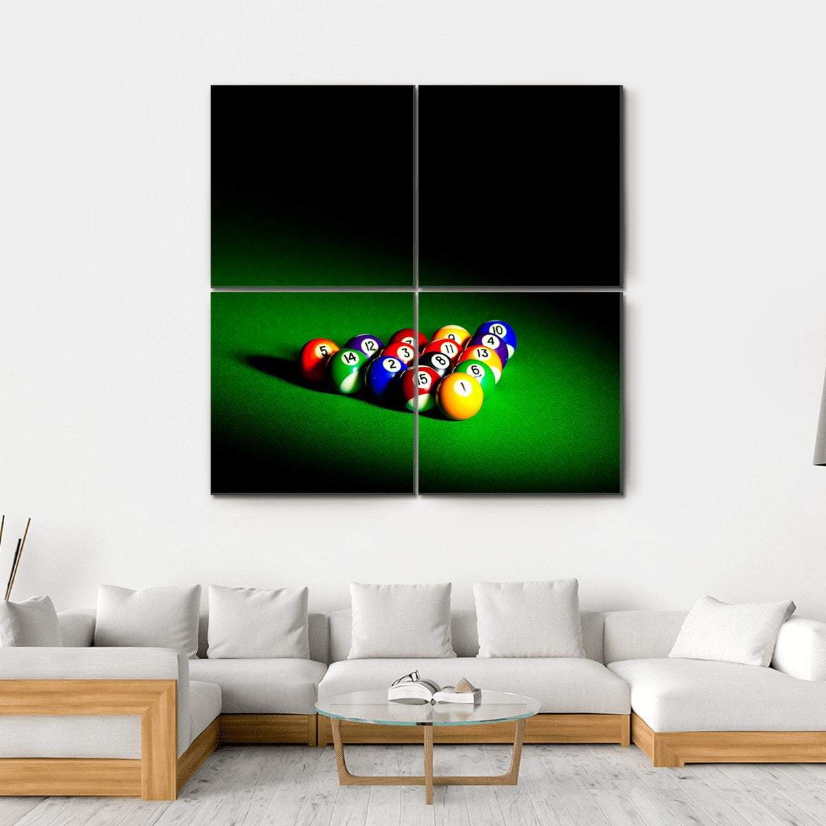 Billiard Balls Under Light Canvas Wall Art-4 Square-Gallery Wrap-17" x 17"-Tiaracle