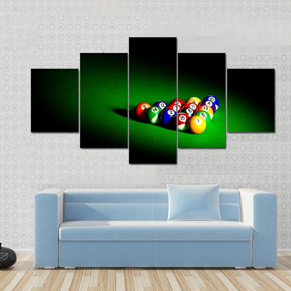 Billiard Balls Under Light Canvas Wall Art-5 Pop-Gallery Wrap-47" x 32"-Tiaracle