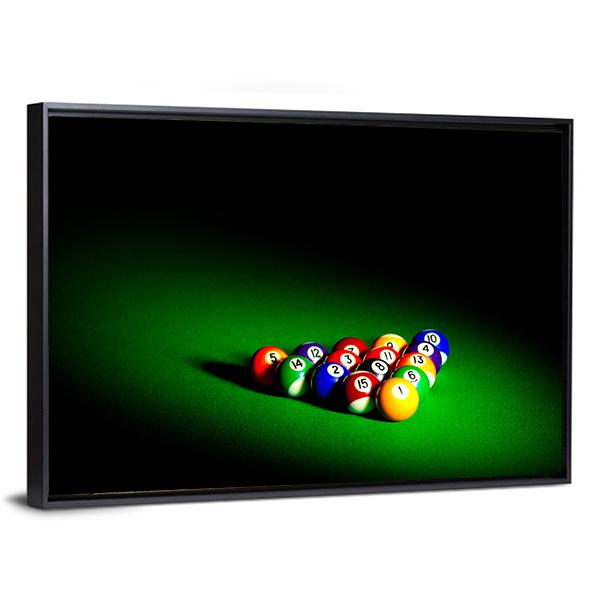 Billiard Balls Under Light Panoramic Canvas Wall Art-1 Piece-36&quot; x 12&quot;-Tiaracle
