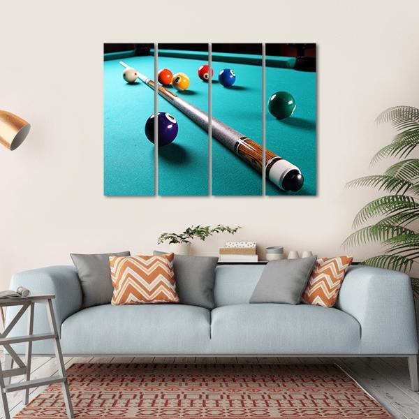 Billiard Table With Equipment Canvas Wall Art-4 Horizontal-Gallery Wrap-34&quot; x 24&quot;-Tiaracle