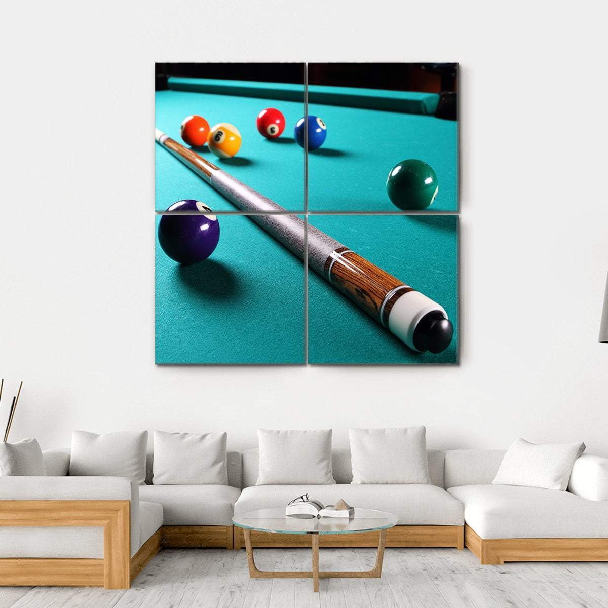 Billiard Table With Equipment Canvas Wall Art-4 Square-Gallery Wrap-17&quot; x 17&quot;-Tiaracle