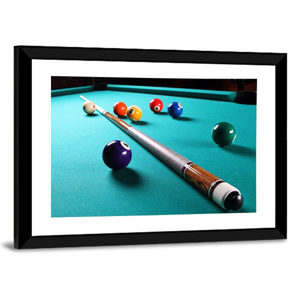 Billiard Table With Equipment Canvas Wall Art-5 Horizontal-Gallery Wrap-22" x 12"-Tiaracle