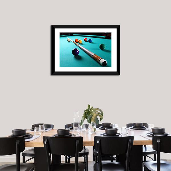 Billiard Table With Equipment Canvas Wall Art-5 Horizontal-Gallery Wrap-22&quot; x 12&quot;-Tiaracle