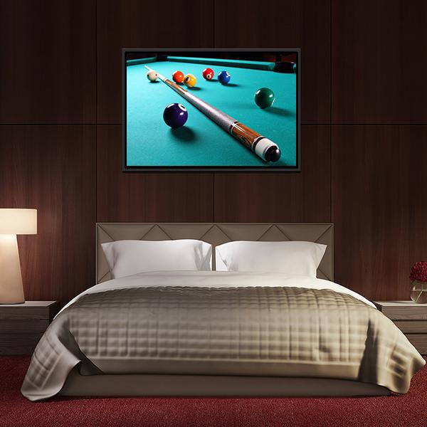 Billiard Table With Equipment Panoramic Canvas Wall Art-1 Piece-36" x 12"-Tiaracle