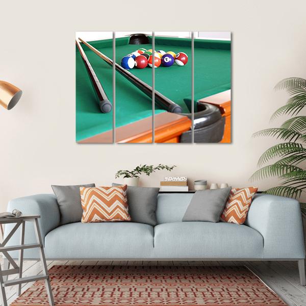Snooker Balls & Cue Canvas Wall Art-4 Horizontal-Gallery Wrap-34" x 24"-Tiaracle
