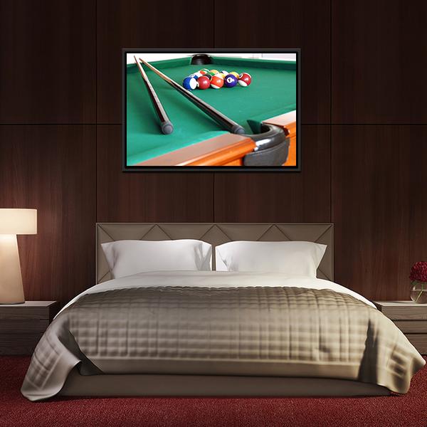 Snooker Balls & Cue Canvas Wall Art-3 Horizontal-Gallery Wrap-25" x 16"-Tiaracle