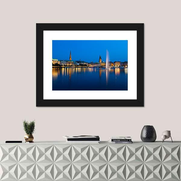 Binnenalster Lake Canvas Wall Art-3 Horizontal-Gallery Wrap-25" x 16"-Tiaracle