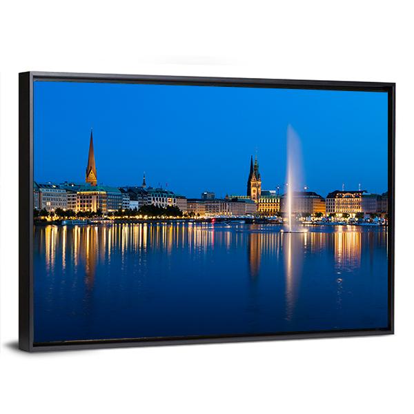 Binnenalster Lake Canvas Wall Art-3 Horizontal-Gallery Wrap-25" x 16"-Tiaracle