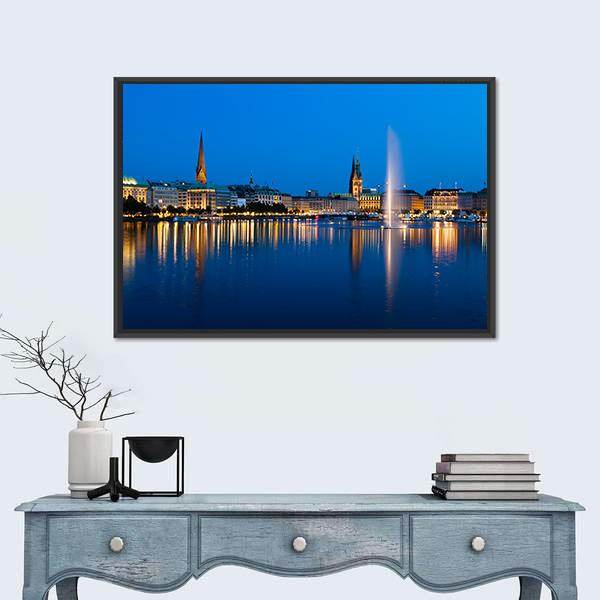 Binnenalster Lake Canvas Wall Art-3 Horizontal-Gallery Wrap-25" x 16"-Tiaracle