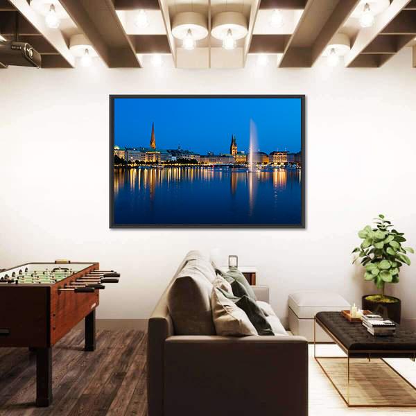 Binnenalster Lake Canvas Wall Art-3 Horizontal-Gallery Wrap-25" x 16"-Tiaracle