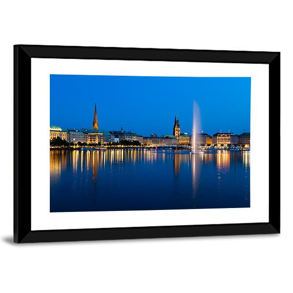 Binnenalster Lake Canvas Wall Art-3 Horizontal-Gallery Wrap-25" x 16"-Tiaracle