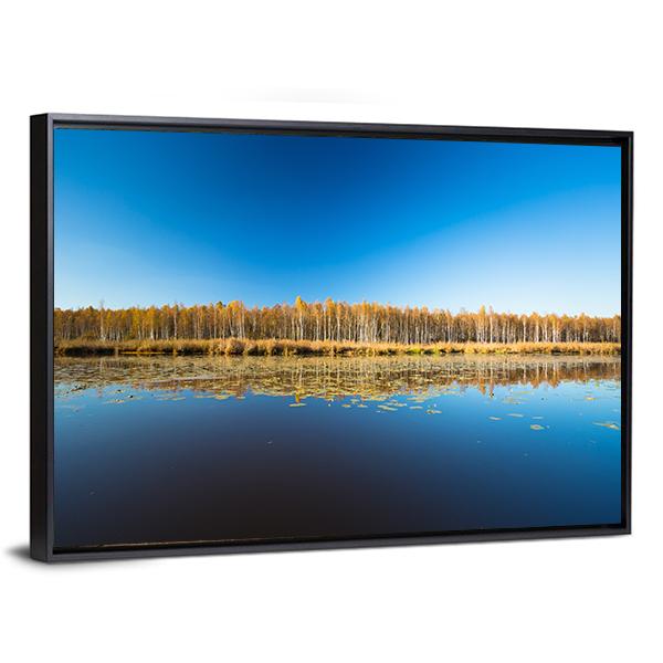 Birch Forest &amp; Lake Canvas Wall Art-3 Horizontal-Gallery Wrap-25" x 16"-Tiaracle