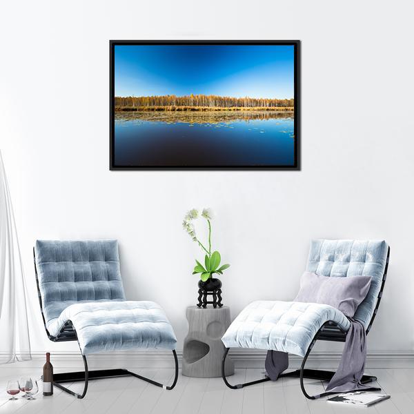 Birch Forest &amp; Lake Canvas Wall Art-3 Horizontal-Gallery Wrap-25" x 16"-Tiaracle