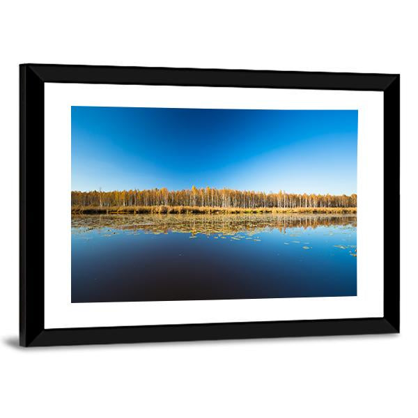 Birch Forest &amp; Lake Canvas Wall Art-3 Horizontal-Gallery Wrap-25" x 16"-Tiaracle