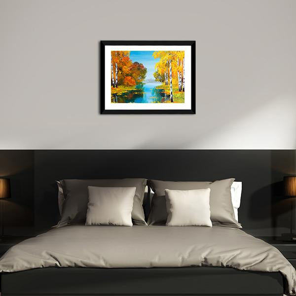 Birch Forest With River Canvas Wall Art-5 Horizontal-Gallery Wrap-22" x 12"-Tiaracle