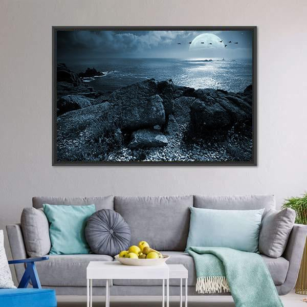 Birds Flying Over Ocean Canvas Wall Art-5 Horizontal-Gallery Wrap-22" x 12"-Tiaracle