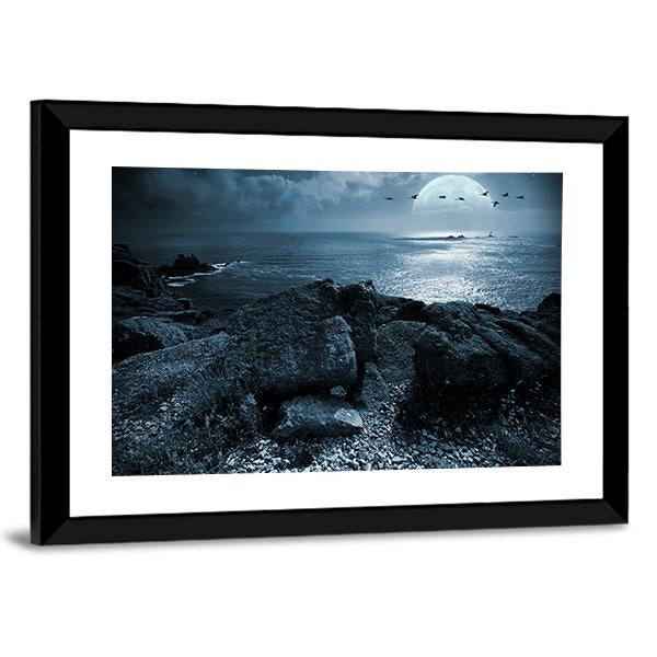 Birds Flying Over Ocean Canvas Wall Art-5 Horizontal-Gallery Wrap-22" x 12"-Tiaracle