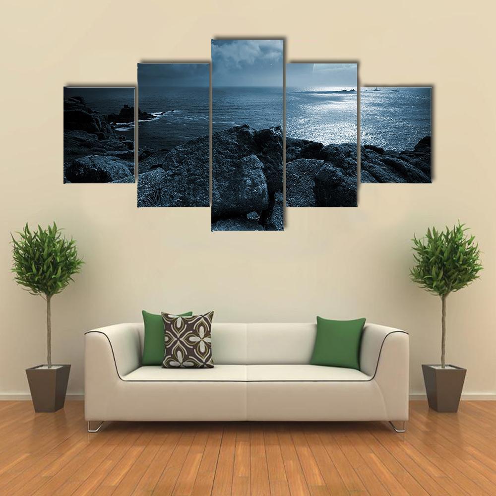 Birds Flying Over Ocean Canvas Wall Art-5 Star-Gallery Wrap-62" x 32"-Tiaracle