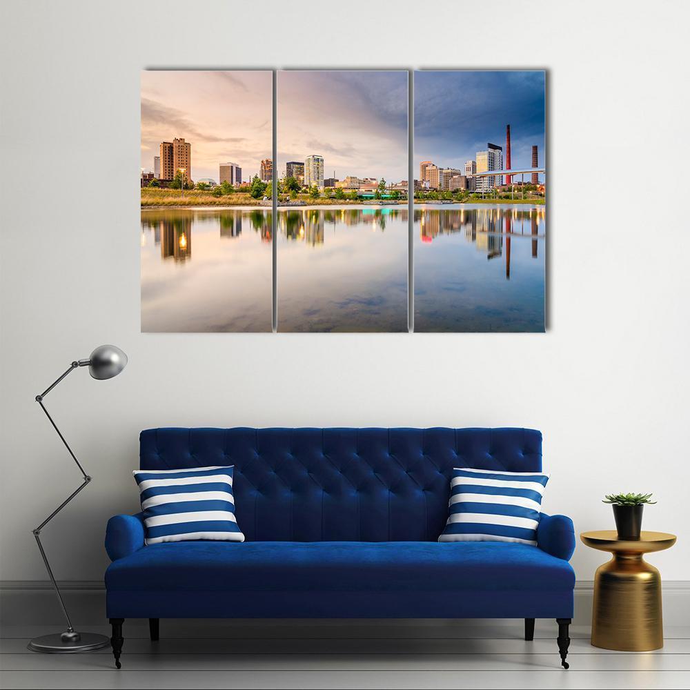 Birmigham Alabama Skyline Canvas Wall Art-3 Horizontal-Gallery Wrap-37" x 24"-Tiaracle