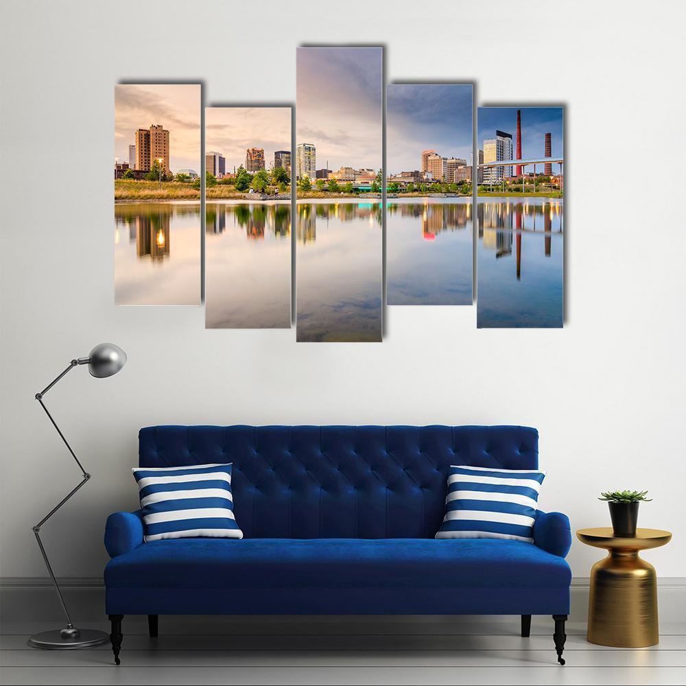 Birmigham Alabama Skyline Canvas Wall Art-5 Pop-Gallery Wrap-47" x 32"-Tiaracle