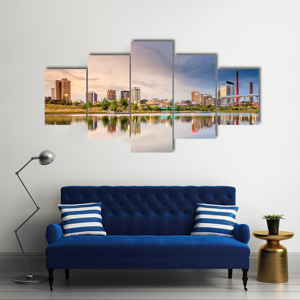 Birmigham Alabama Skyline Canvas Wall Art-5 Star-Gallery Wrap-62" x 32"-Tiaracle